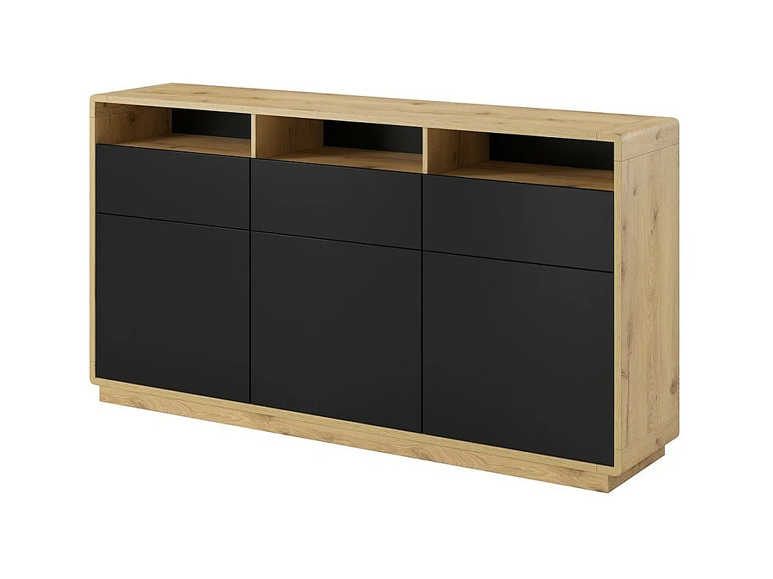 Buffet 180cm collection VILLA. Couleur chêne et noir