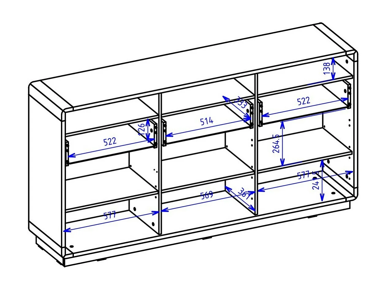Credenza 180cm collezione VILLA. Colore quercia e nero.
