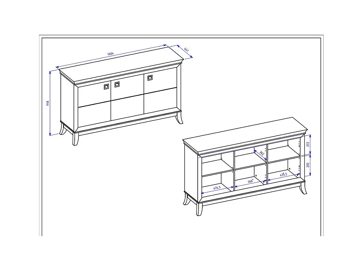 Design-Buffet 160cm für Wohnzimmer in Grau und Dunkel-Eiche, Kollektion PALACE.