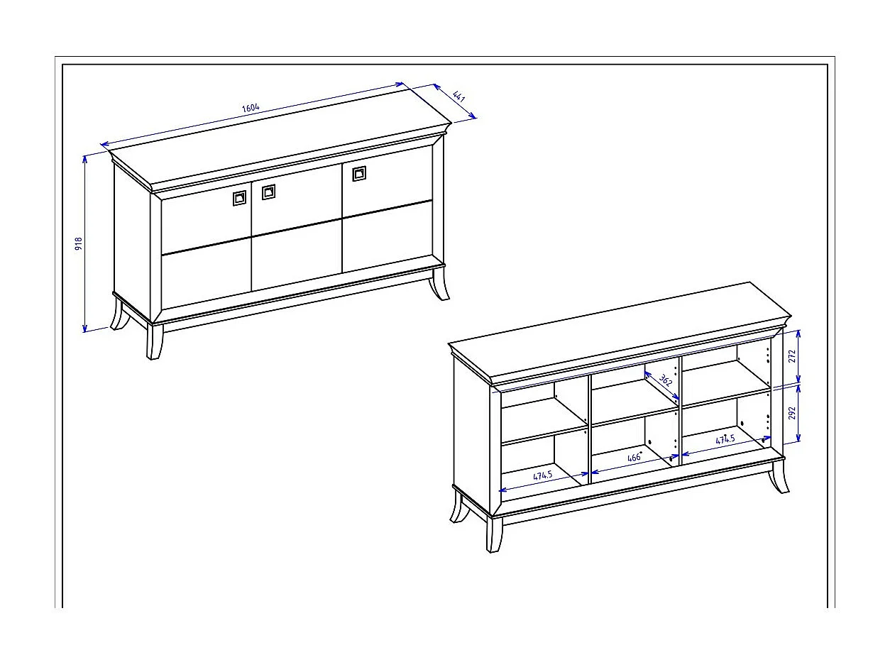 Design-Buffet 160cm für Wohnzimmer in Grau und Dunkel-Eiche, Kollektion PALACE.