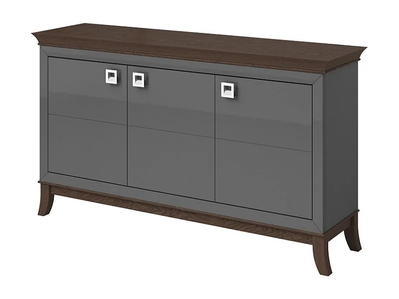 Buffet design 160cm pour salon couleur gris et chêne foncé, collection PALACE.