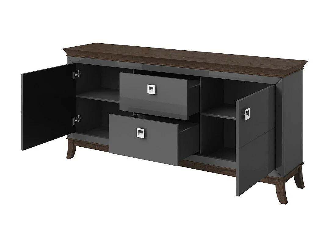 Chique buffetkast 180cm voor de woonkamer in grijs en donkereiken uit de PALACE collectie.