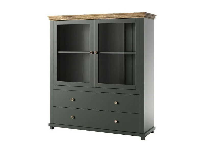 Credenza collezione ASSIA. Colori verde e rovere. 2 Porte e 2 Cassetti