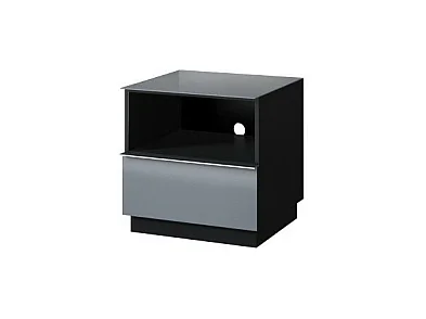 Petit meuble TV ZANTE 50 cm, 1 tiroir, 1 niche, noir et gris brillant