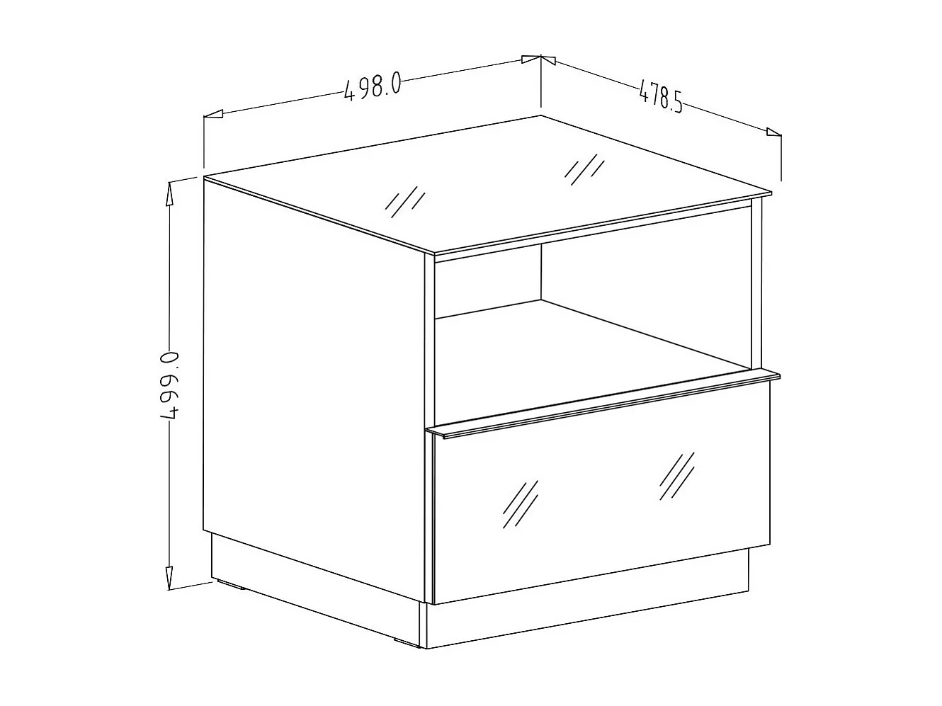 Kleines TV-Möbel ZANTE 50 cm, 1 Schublade, 1 Fach, schwarz und glänzend grau
