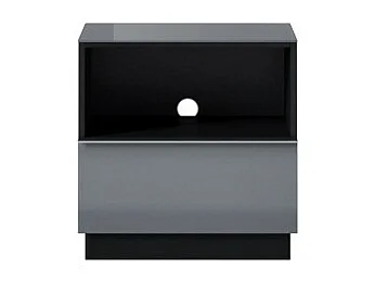 Petit meuble TV ZANTE 50 cm, 1 tiroir, 1 niche, noir et gris brillant