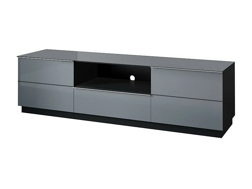 TV-meubel 180cm uit de ZANTE collectie met 2 deuren en 1 lade. Kleur zwart en glanzend grijs.