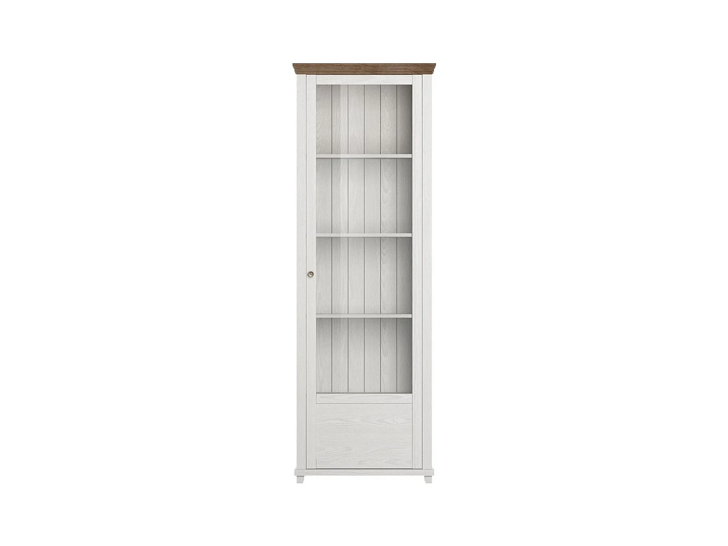 Vitrine 1 porte collection ASSIA. Couleur frêne blanc et chêne. Ouverture droite