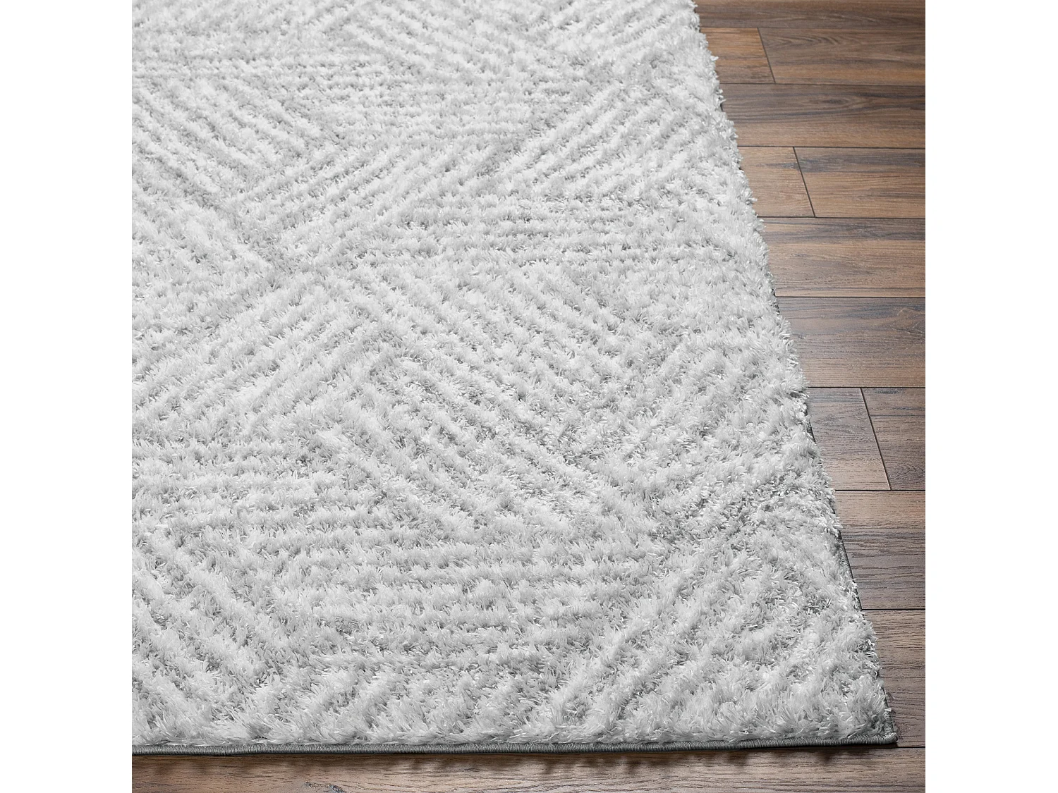 Zacht Hoogpolig Shaggy Tapijt - Wit/LichtGrijs - 200x275cm - ALLIE