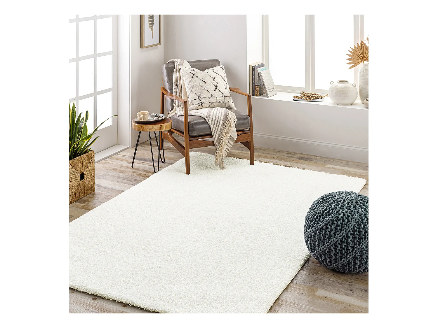 Tappeto Shaggy Unito - Avorio - 200x275cm - CLAIRE