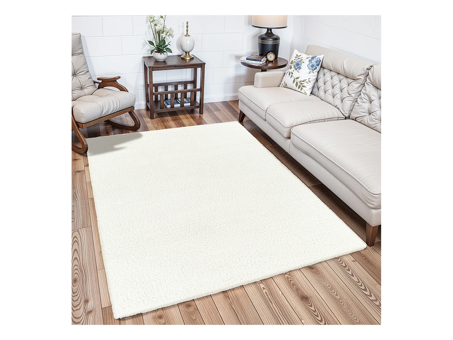 Tappeto Shaggy Unito - Avorio - 200x275cm - CLAIRE