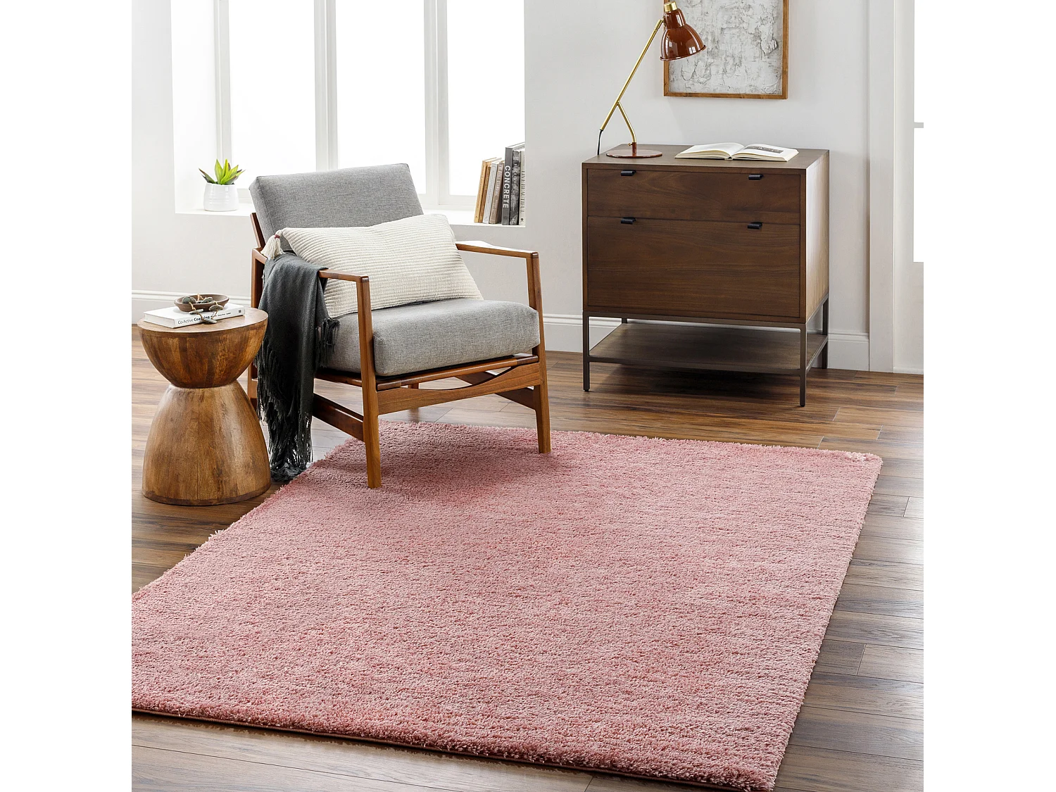 Tapis Shaggy Uni - Rose - 160x213cm - CLAIRE
