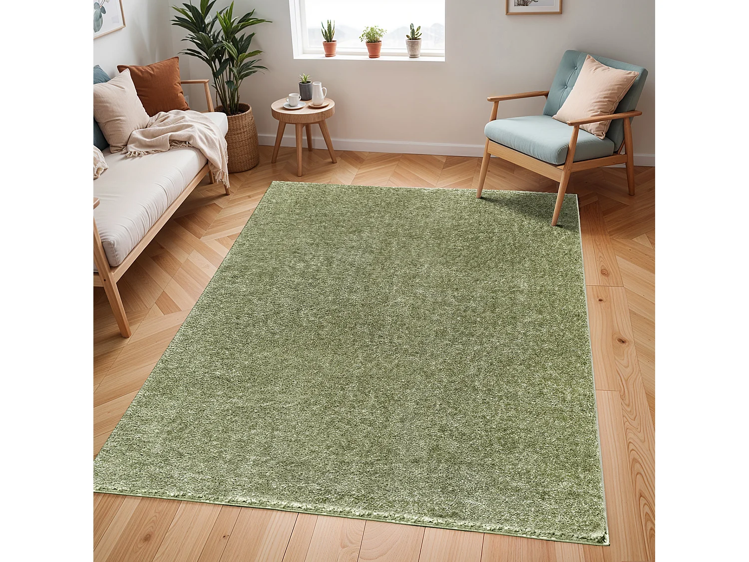 Zacht Hoogpolig Shaggy Tapijt - Groen- 200x275cm - CLAIRE