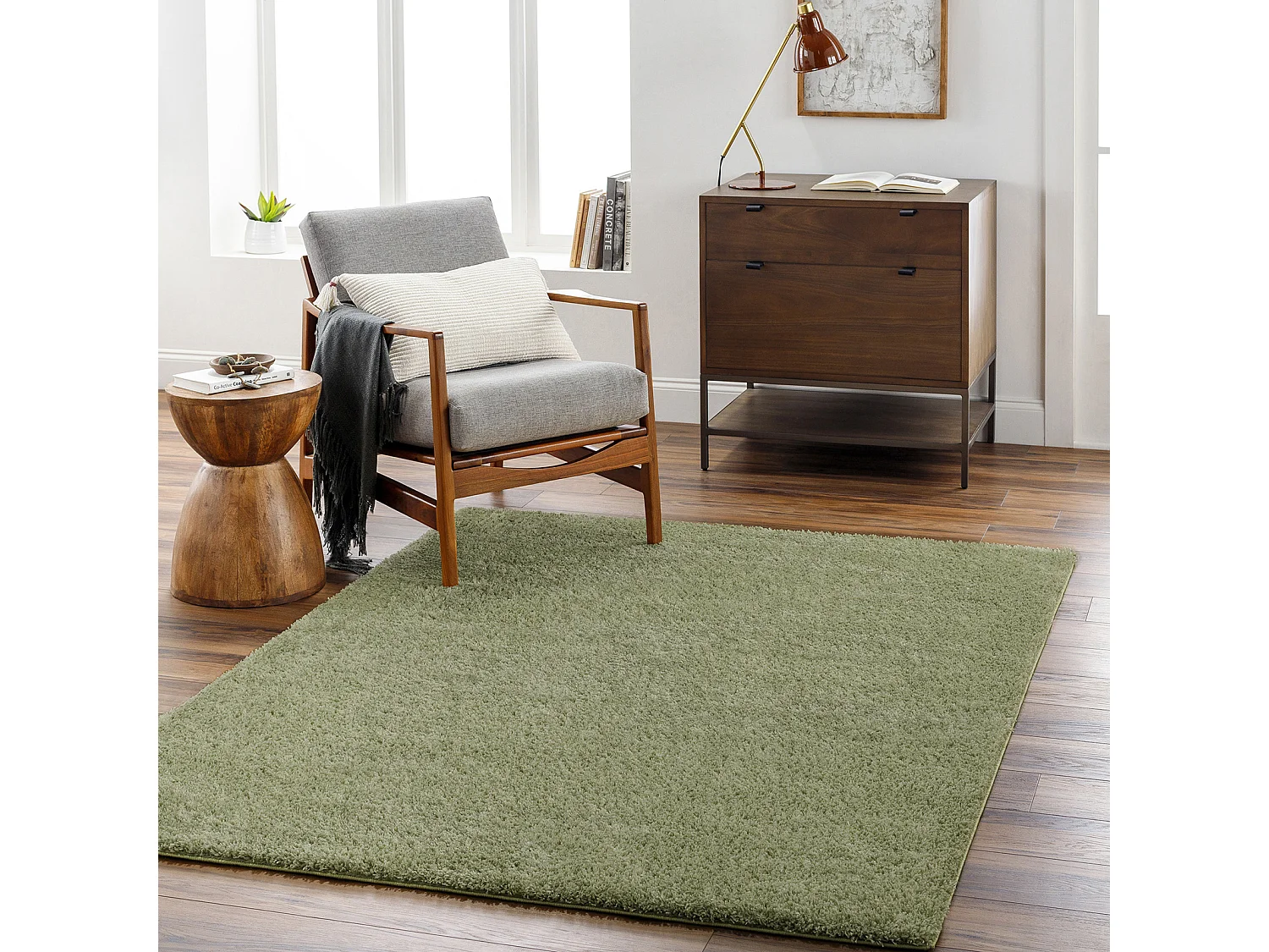 Zacht Hoogpolig Shaggy Tapijt - Groen- 200x275cm - CLAIRE