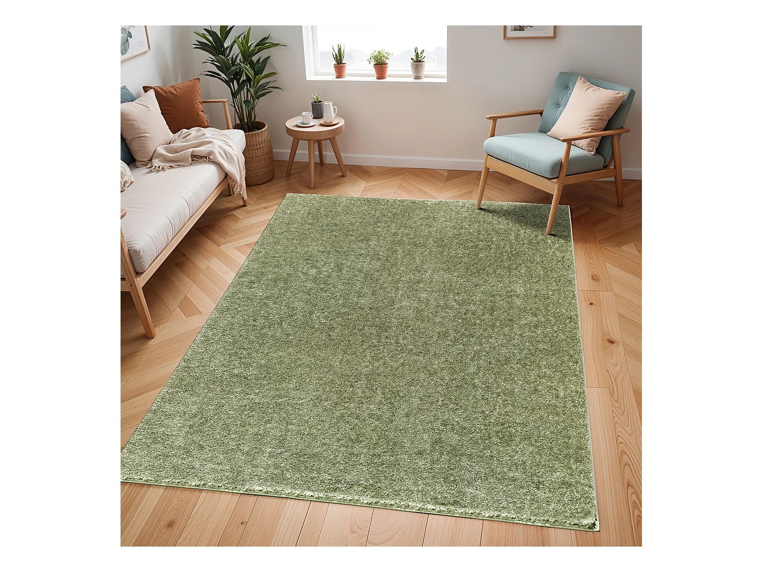 Tapis Shaggy Uni - Vert - 200x275cm - CLAIRE