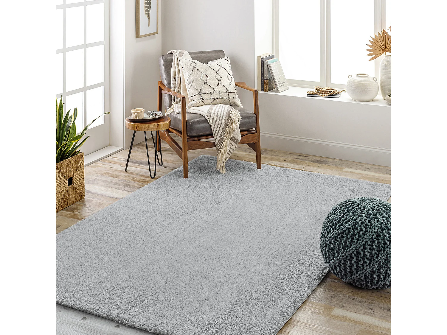 Zacht Hoogpolig Shaggy Tapijt - LichtGrijs - 200x275cm - CLAIRE