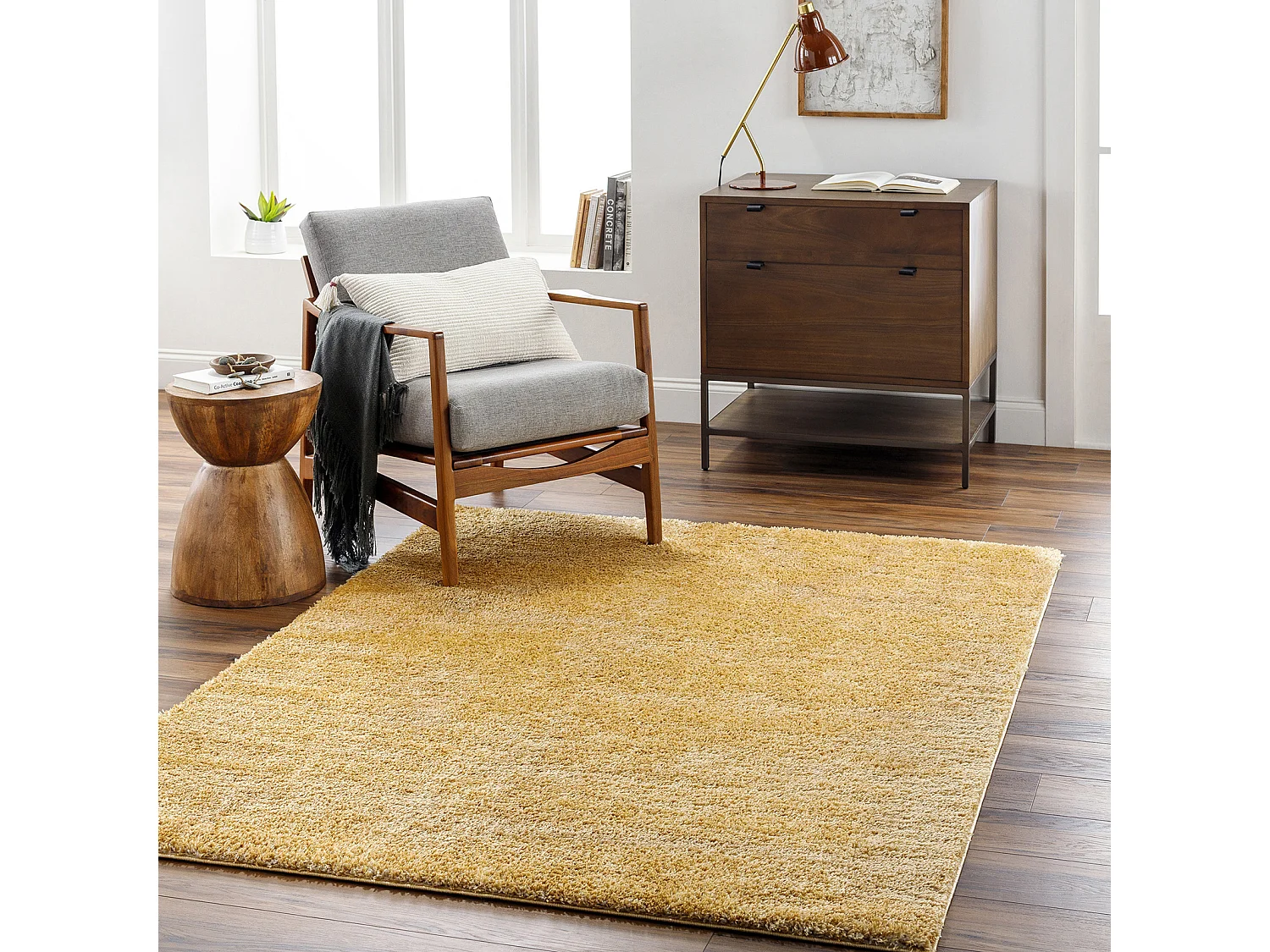 Tapis Shaggy Uni - Jaune - 160x213cm - CLAIRE