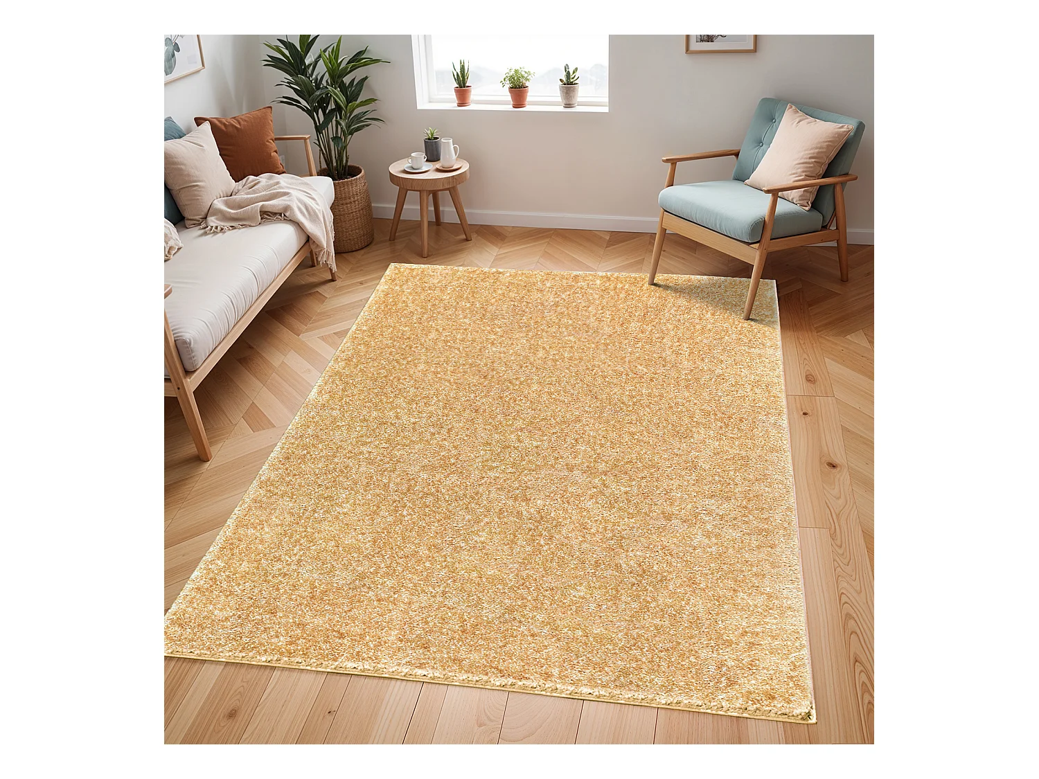 Zacht Hoogpolig Shaggy Tapijt - Geel - 160x213cm - CLAIRE