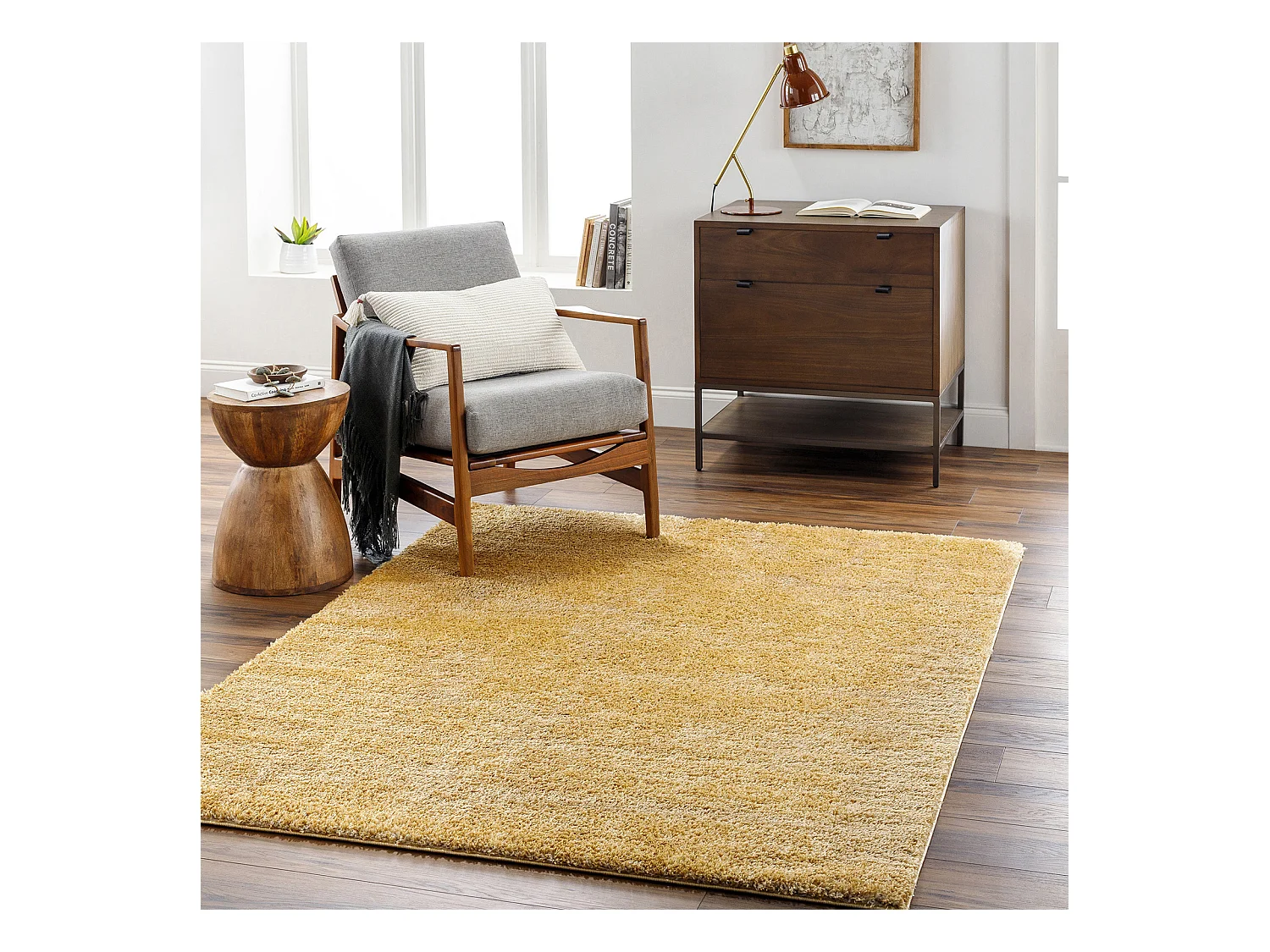 Zacht Hoogpolig Shaggy Tapijt - Geel - 160x213cm - CLAIRE