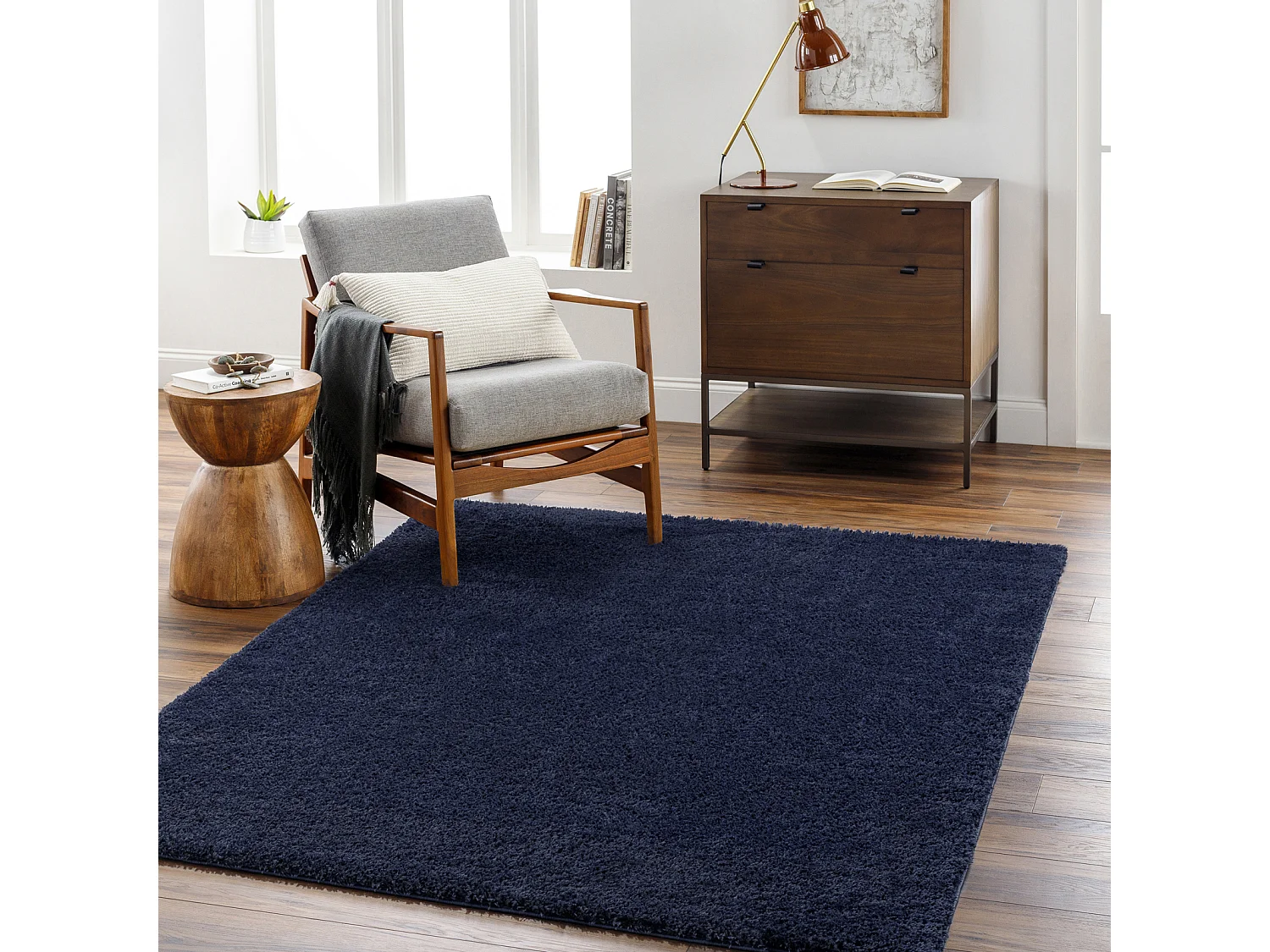 Zacht Hoogpolig Shaggy Tapijt - DonkerBlauw - 200x275cm - CLAIRE