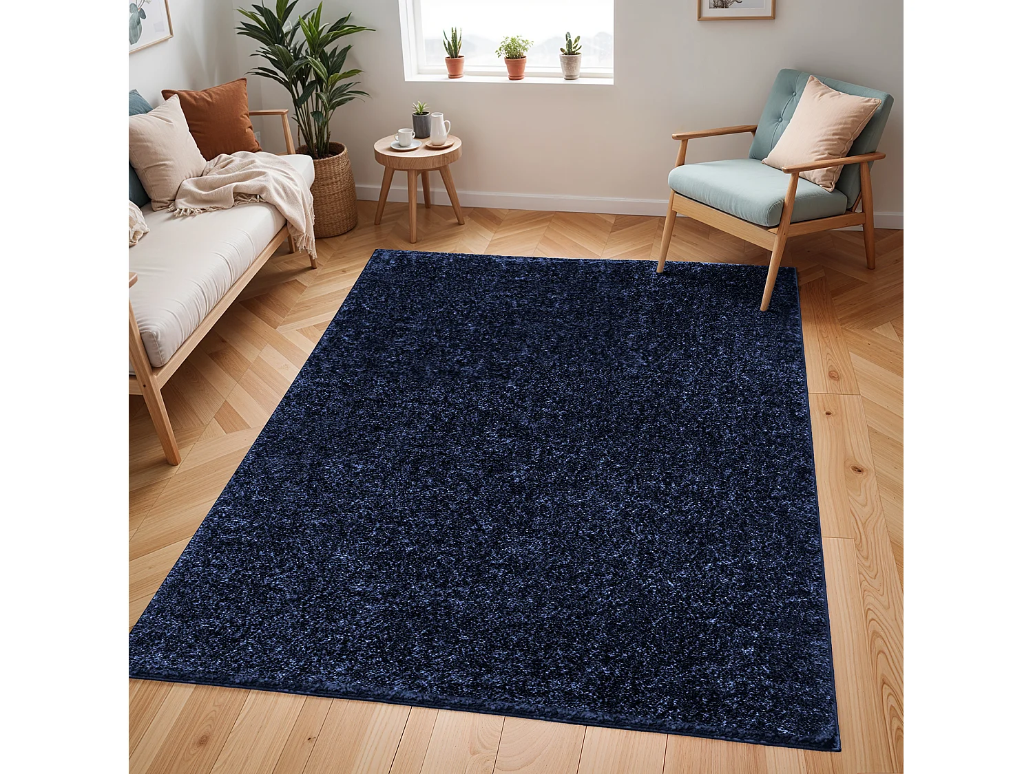 Zacht Hoogpolig Shaggy Tapijt - DonkerBlauw - 200x275cm - CLAIRE