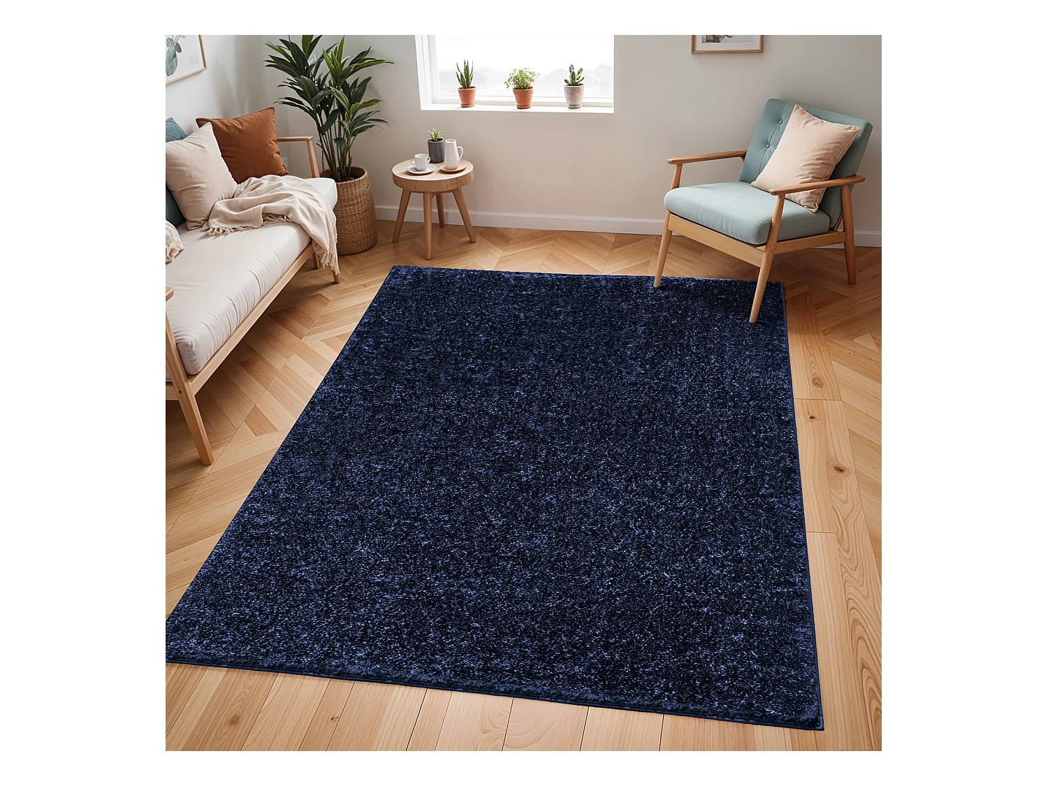 Tapis Shaggy Uni - Bleu Foncé - 200x275cm - CLAIRE