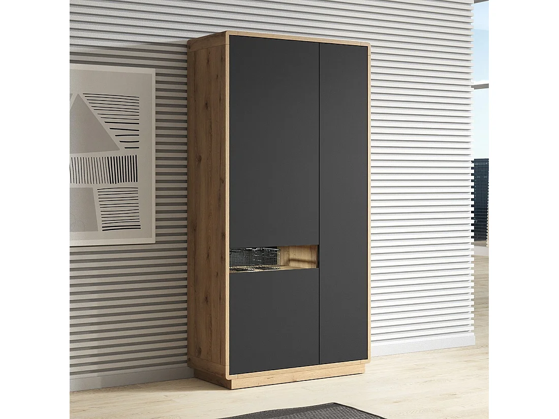 Armoire design avec niche collection VILLA. Couleur chêne et noir