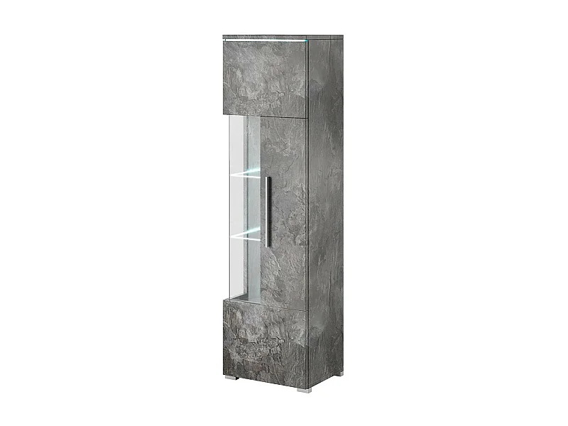 Vitrine haute design avec éclairage multicolore collection BOMBAY, coloris gris effet ardoise