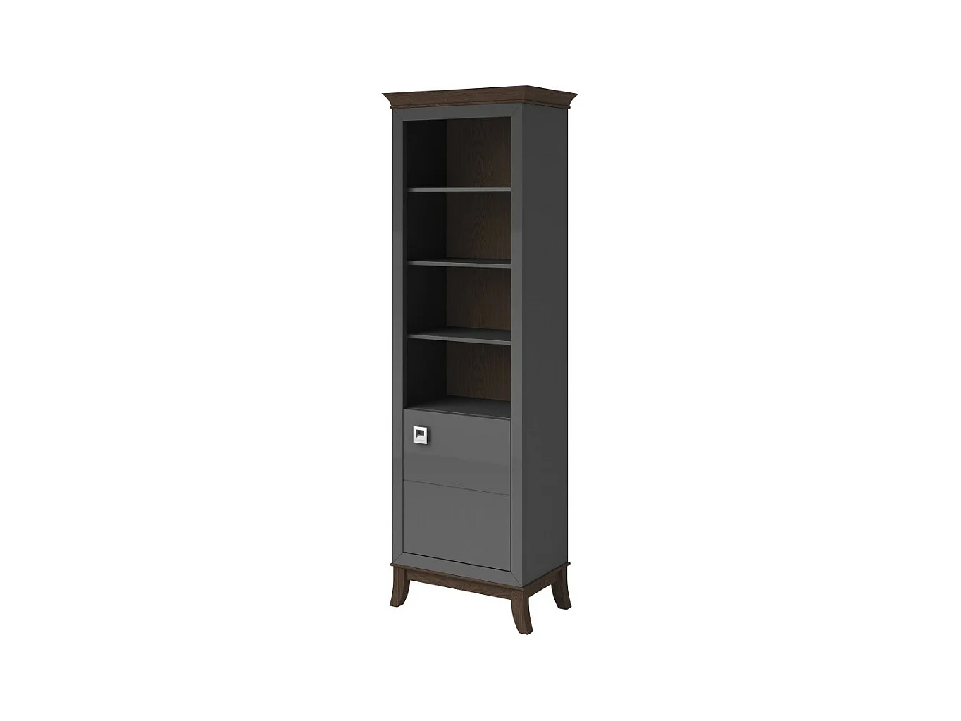 Vitrine 1 porte basse collection PALACE. Coloris gris et chêne foncé