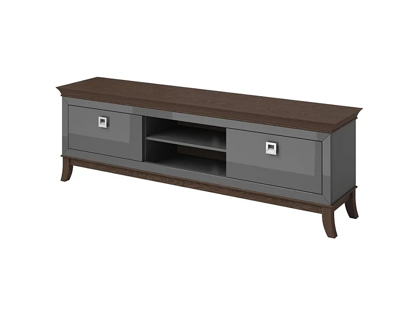 Meuble TV XL 196 cm collection PALACE. Couleur gris et chêne