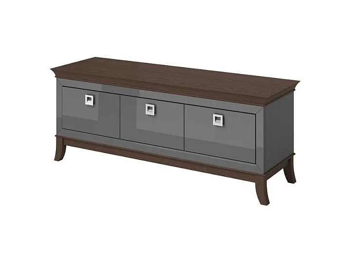 Meuble TV 160cm collection PALACE 3 tiroirs. Couleur gris et chêne.