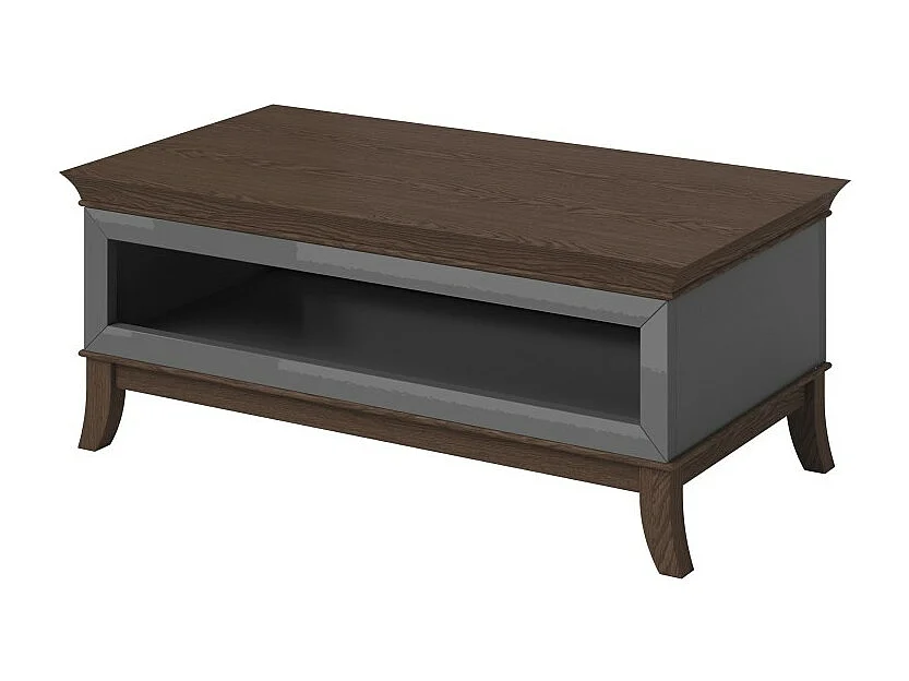 Mesa de centro elegante retangular coleção PALACE Cores cinza e carvalho escuro