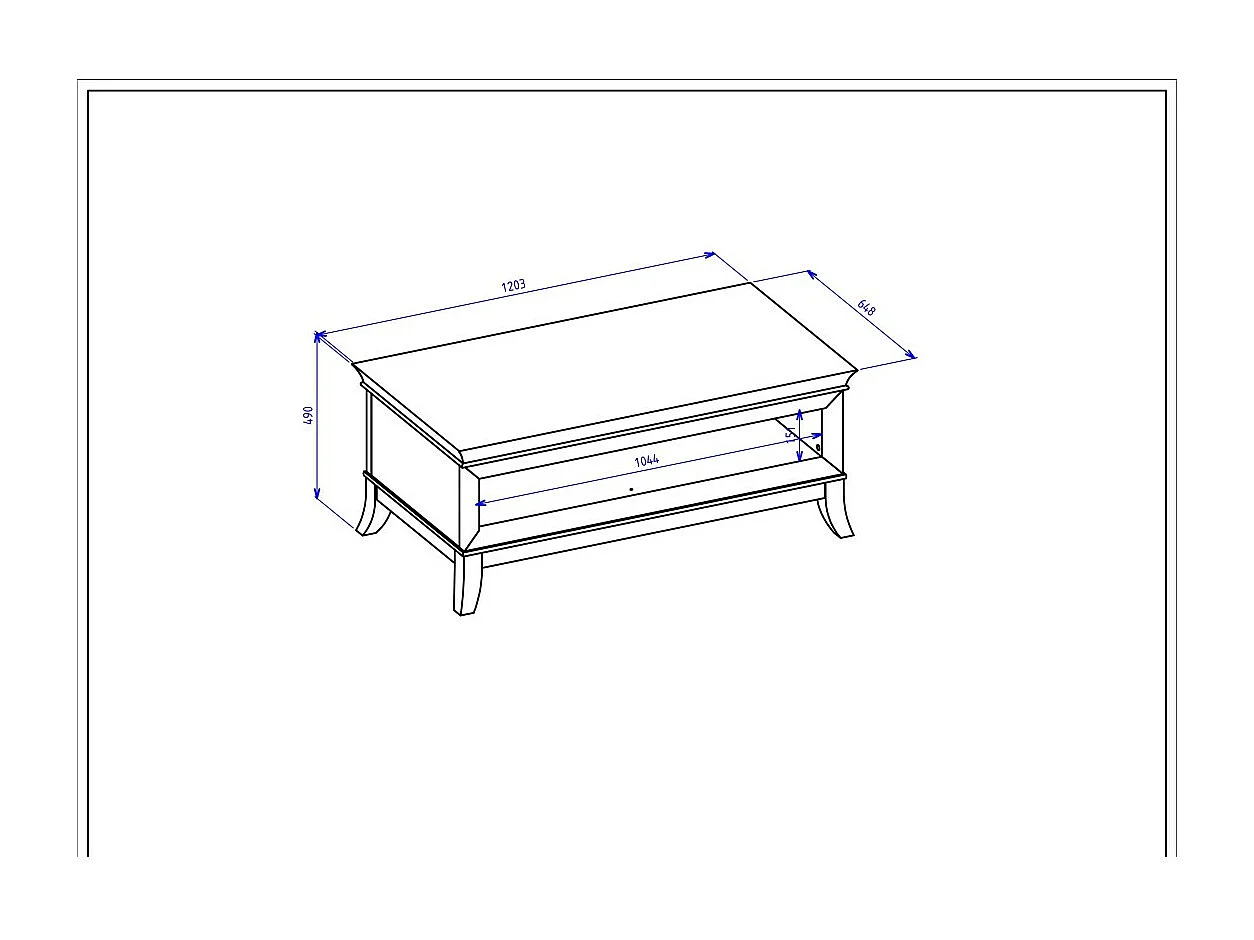 Mesa de centro elegante retangular coleção PALACE Cores cinza e carvalho escuro