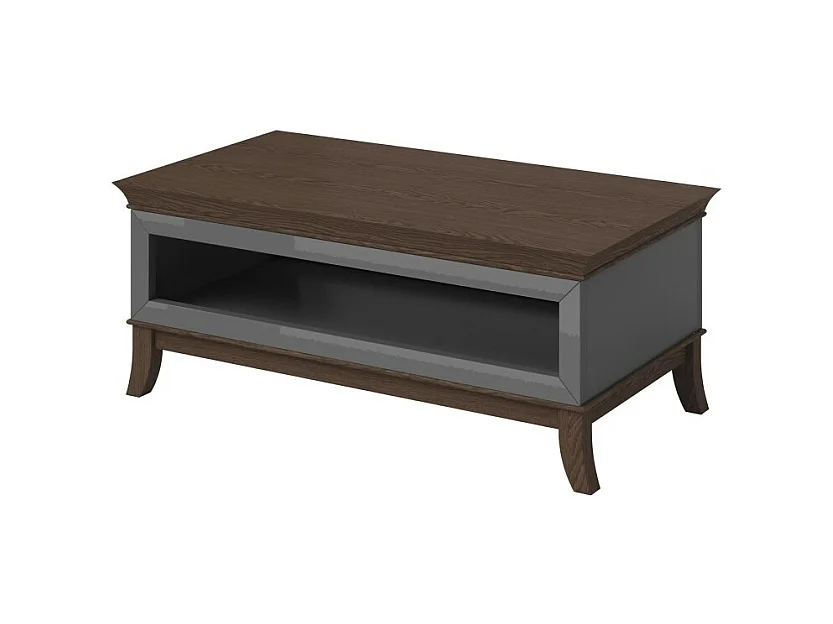 Table basse chic rectangulaire collection PALACE Coloris gris et chêne foncé