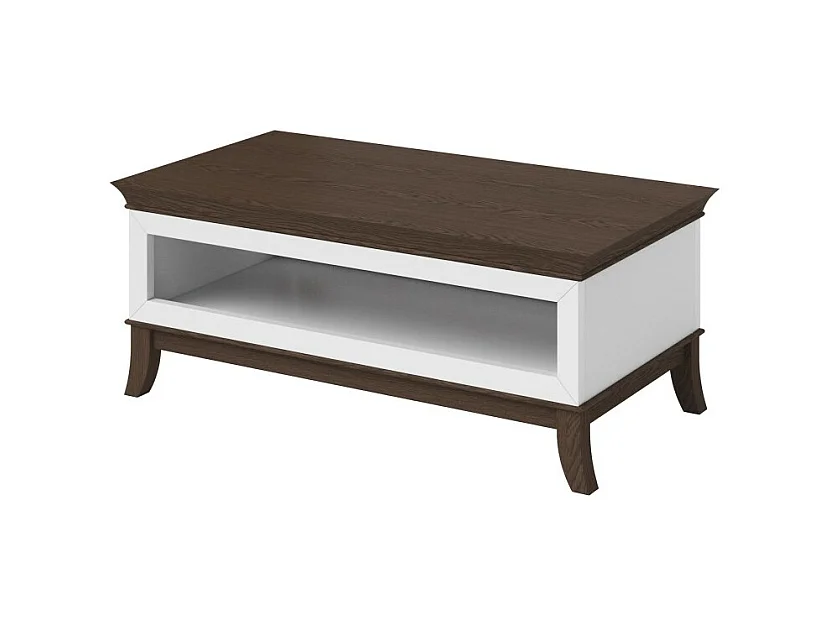 Table basse chic rectangulaire collection PALACE Coloris blanc et chêne foncé