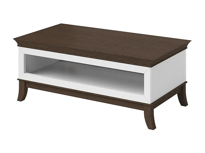 Table basse chic rectangulaire collection PALACE Coloris blanc et chêne foncé