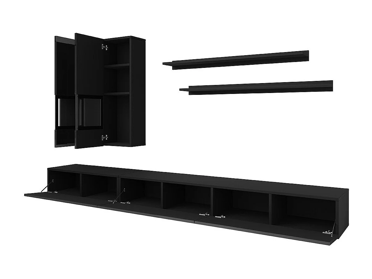 Ensemble meubles de salon collection RAMOS. Coloris noir brillant.