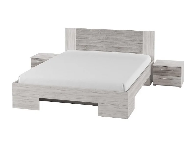 Cama de adulto 160x200 coleção IRINA. Cores cinza claro e cinza escuro.