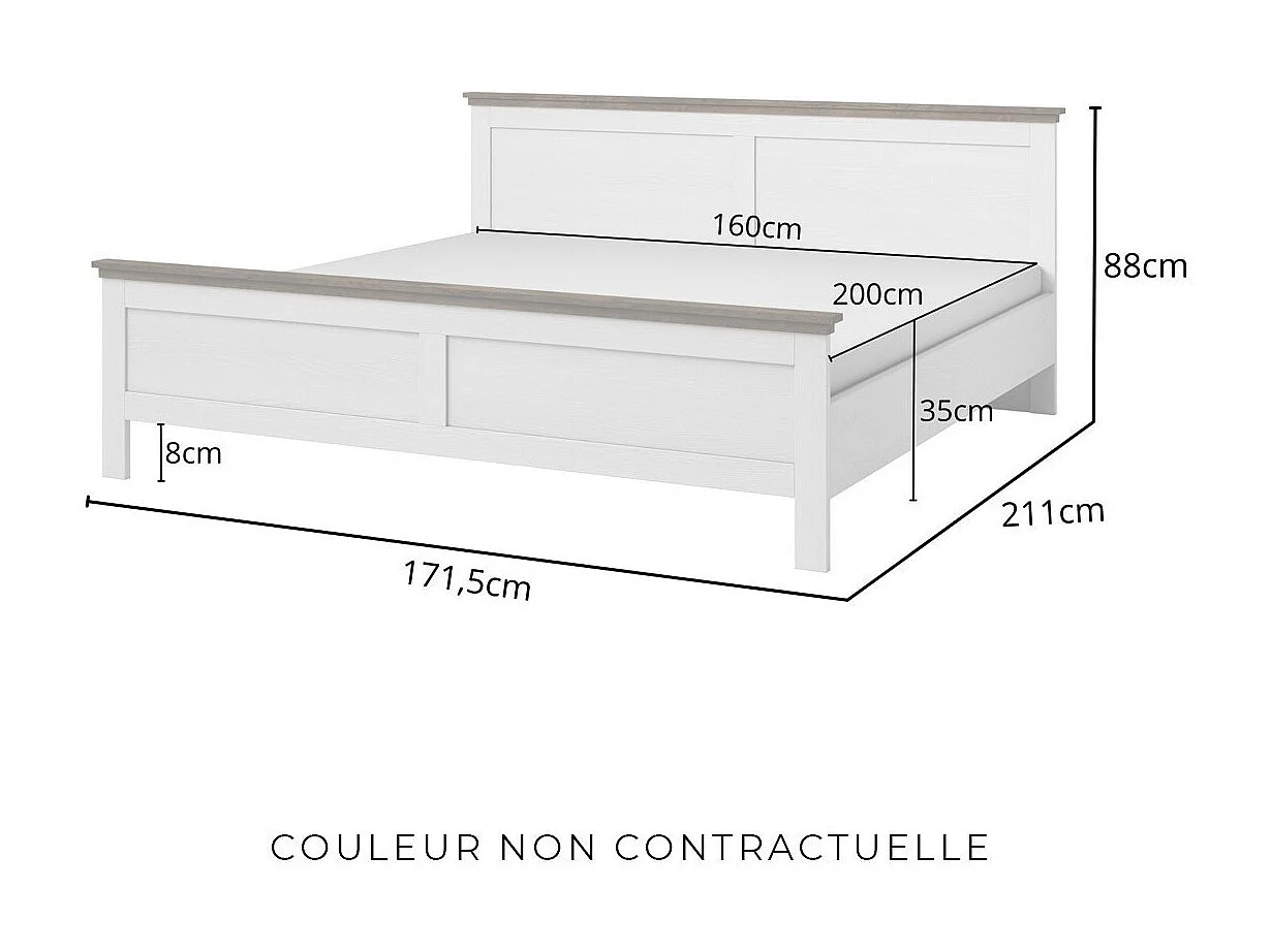 Tweepersoonsbed 160x200 uit de ASSIA collectie. Kakigroene kleur en afwerkingen met eikenhout look.