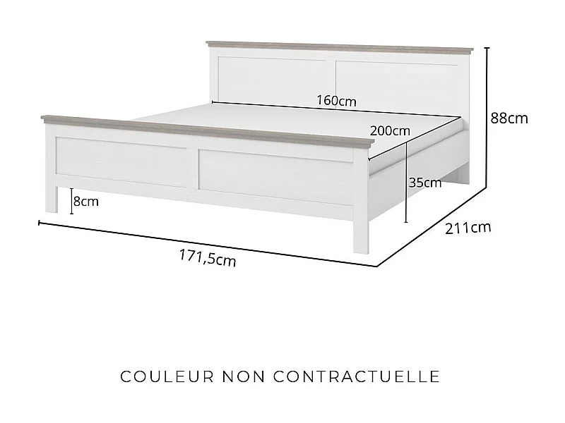 Erwachsenenbett 160x200 aus der ASSIA Kollektion. Farbe Khakigrün mit Eichenfinish.