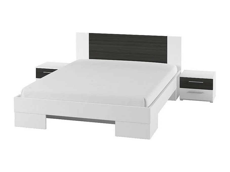 Volwassen bed 180x200 uit de IRINA collectie. Geïntegreerde nachtkastjes. Kleur wit en antracietgrijs.