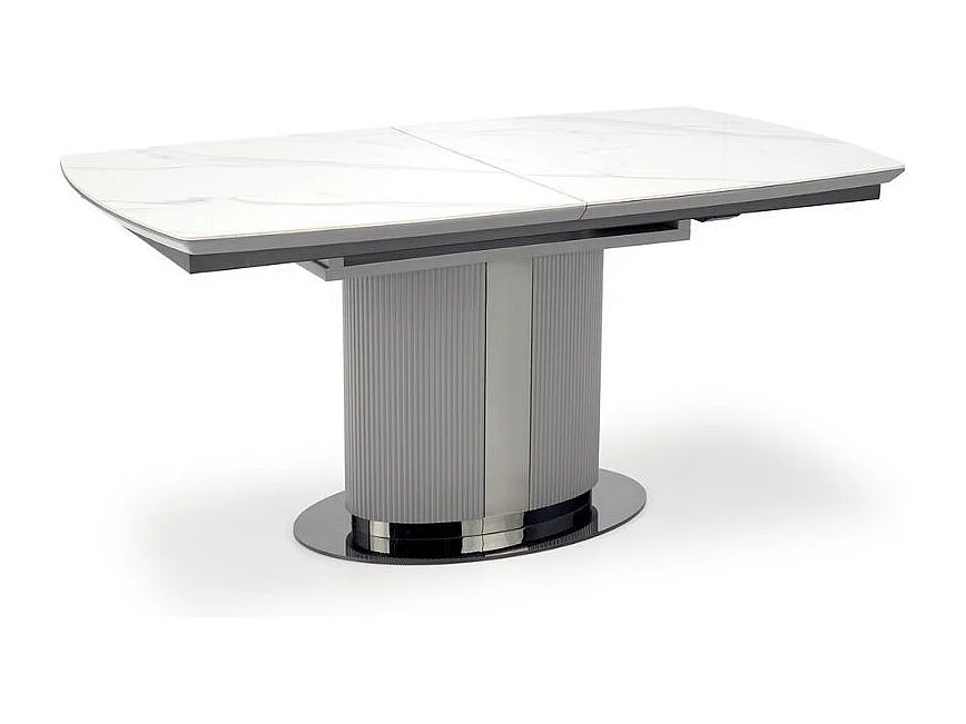 Table à manger extensible grise et céramique style marbre 160cm Ventara