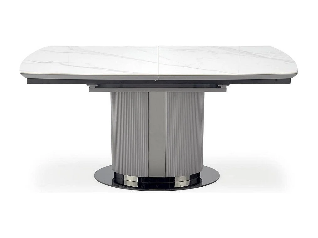 Table à manger extensible grise et céramique style marbre 160cm Ventara
