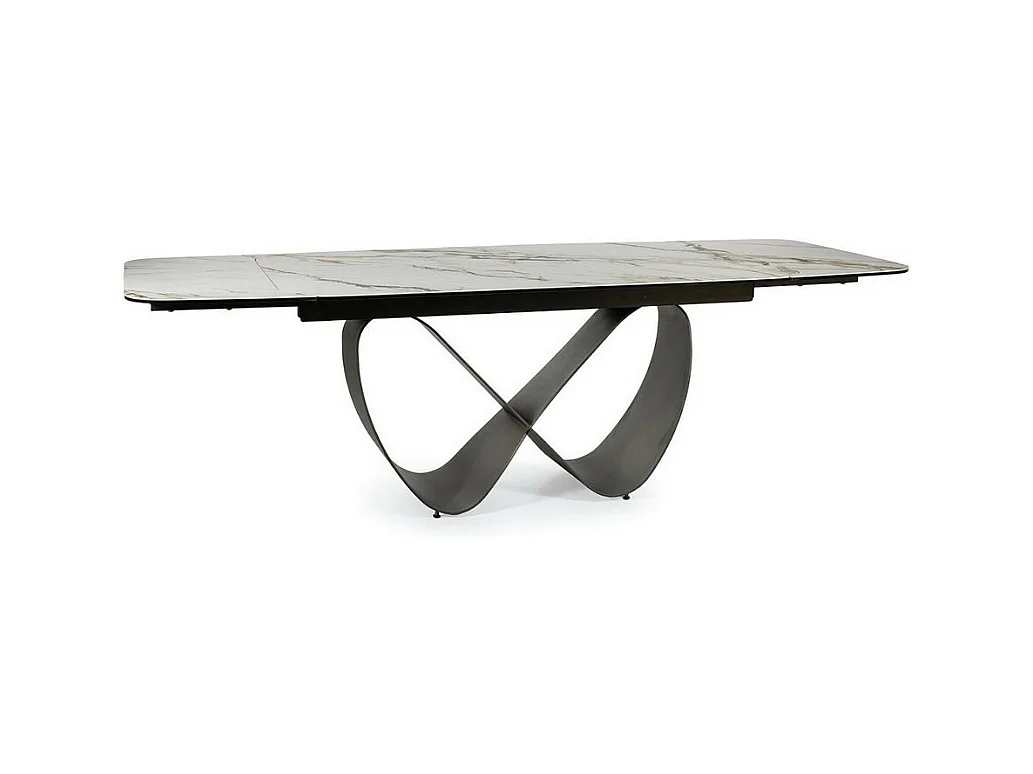 Table design rectangulaire avec plateau extensible aspect marbre Ambre