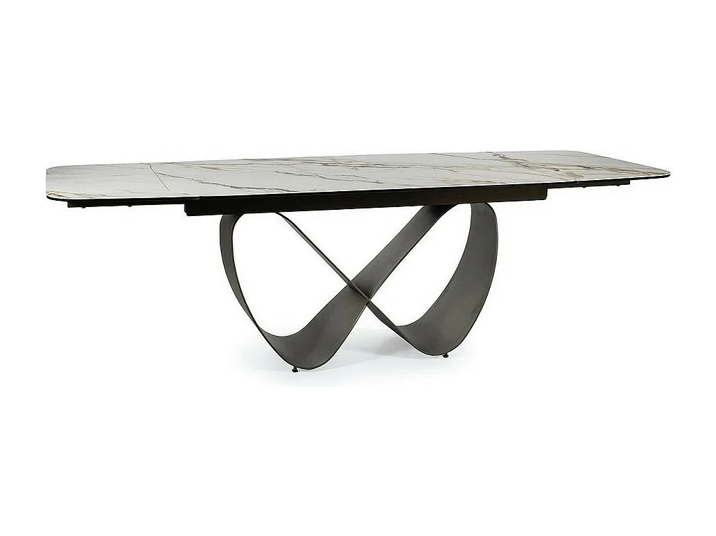 Table design rectangulaire avec plateau extensible aspect marbre Ambre