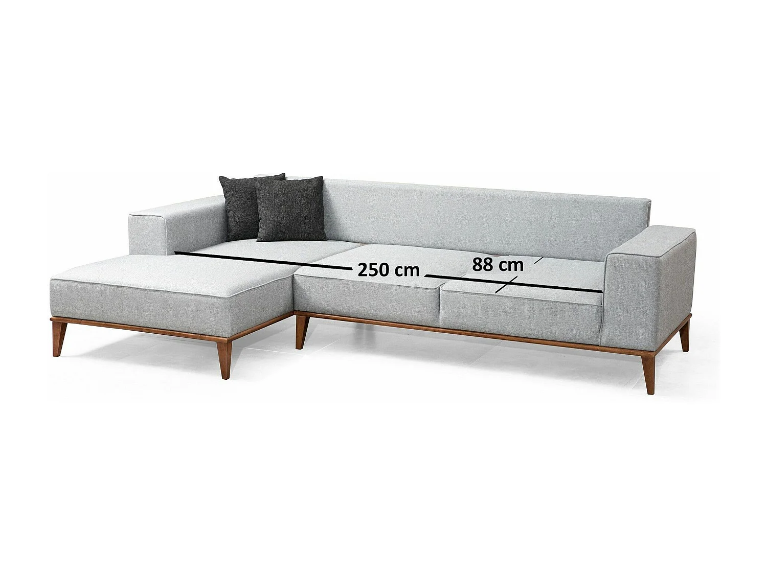 Sofá rinconero Altadena 100, Gris, 288x160x85cm