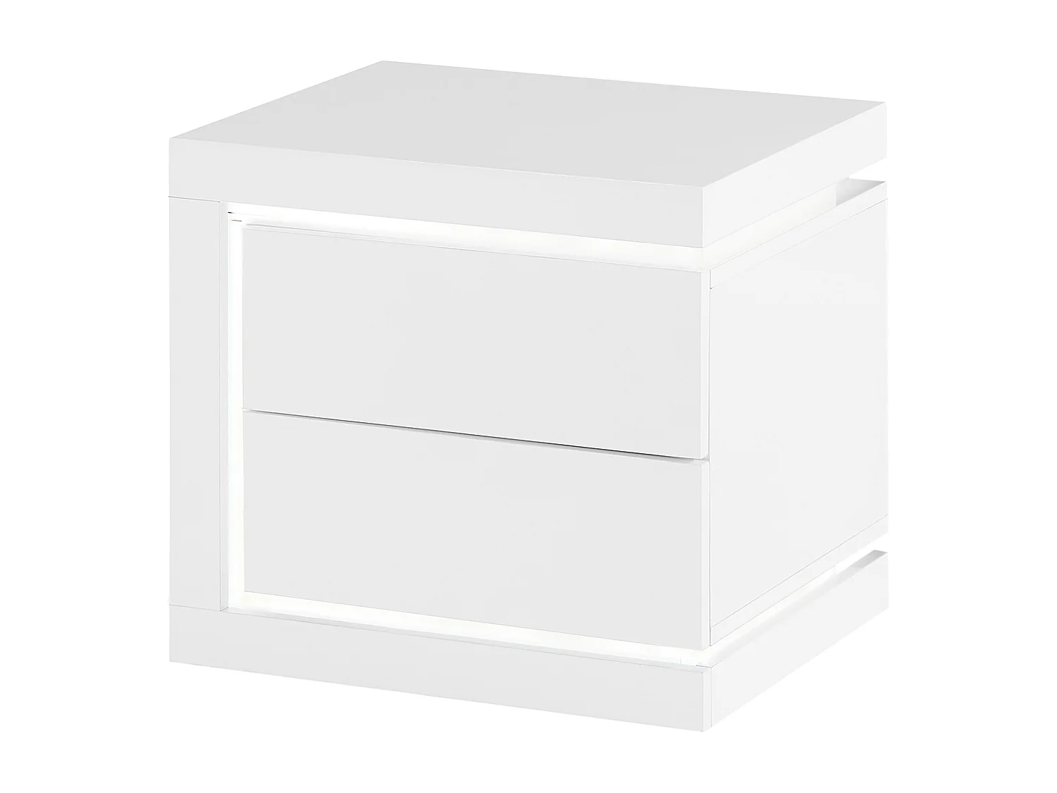 Conjunto de 2 mesas de cabeceira com 2 gavetas, com LEDs, lacado a branco - FLARANCIA