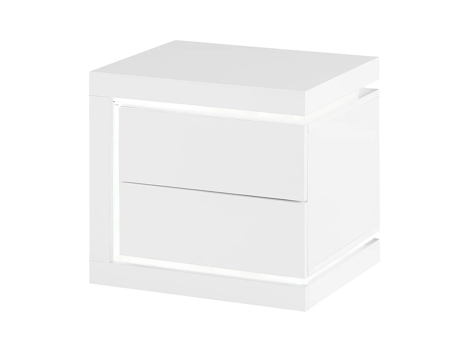Lot de 2 table de chevet avec 2 tiroirs - Avec LEDs - Blanc laqué - FLARANCIA