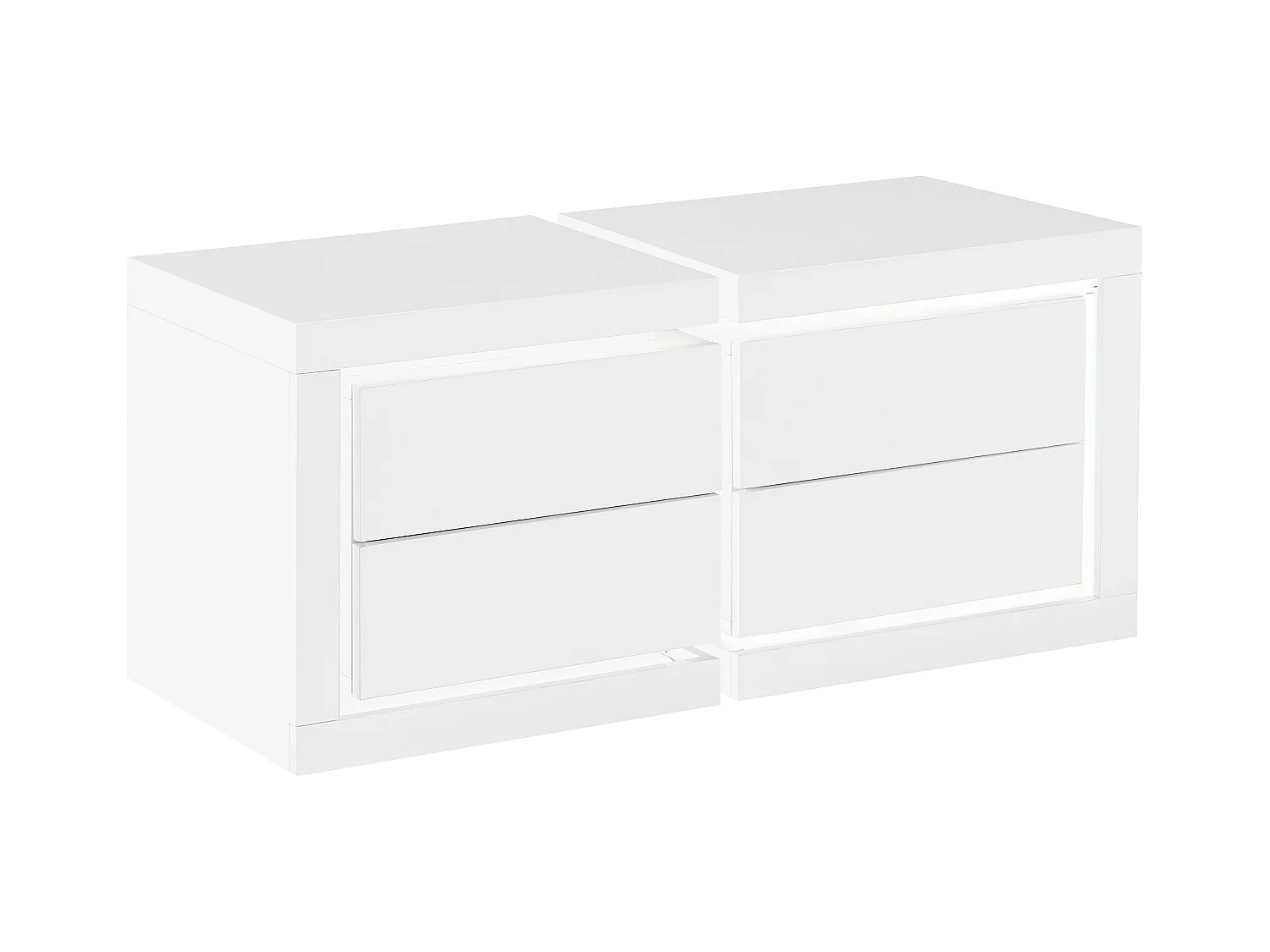 Lot de 2 table de chevet avec 2 tiroirs - Avec LEDs - Blanc laqué - FLARANCIA