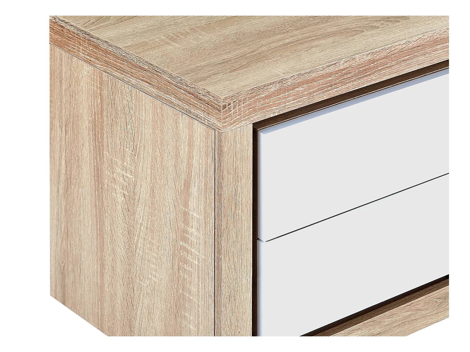 Sæt med 2 sengeborde med 2 skuffer - Med LED-belysning - Hvidlakeret og natur - FLARANCIA